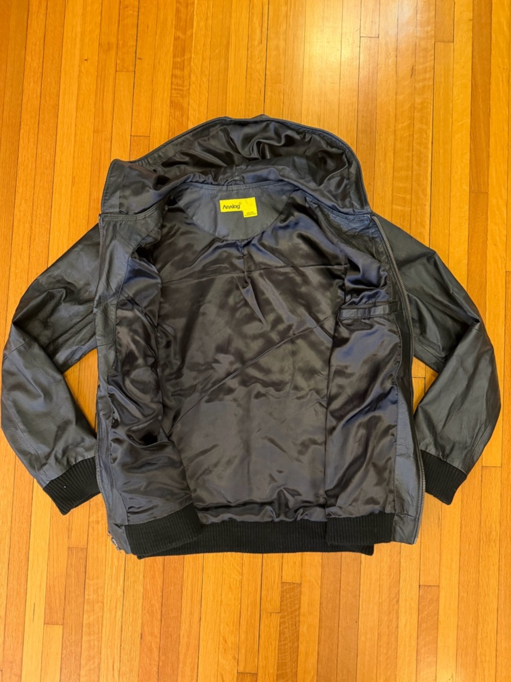 Burton Analog Emulsion Blk Hooded Leather Bomber Jacket Men L Rare 2008 Skater - Picture 5 of 14